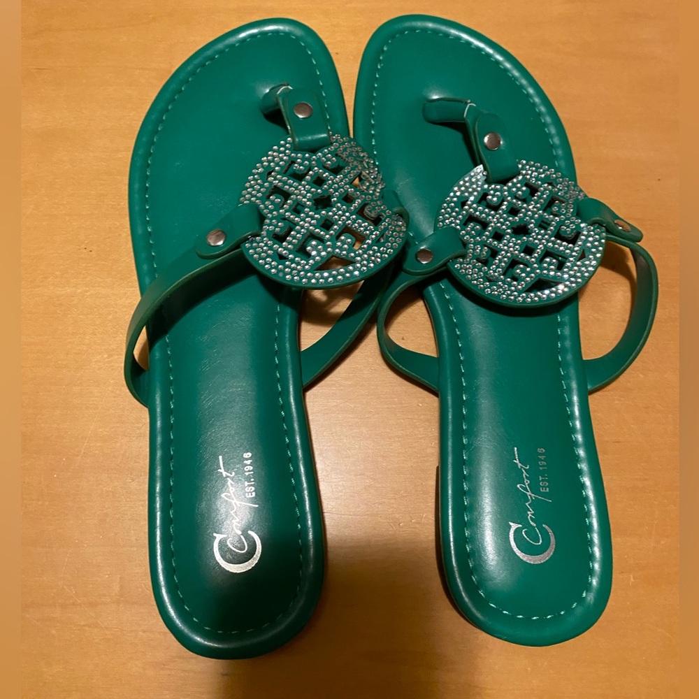 Green Beaded Sandals